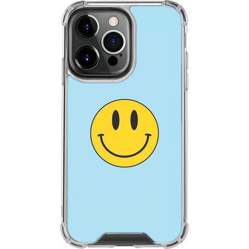 Blue Happy Face iPhone 14 Pro Clear Case